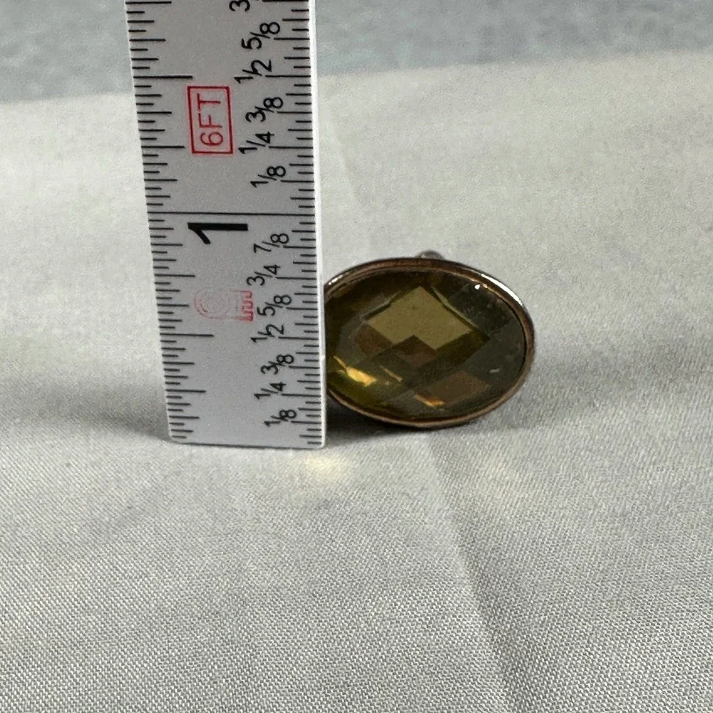 Vintage Yellow Crystal‎ Oval Cufflinks Gold-Tone – Wear, Scratches/Chips